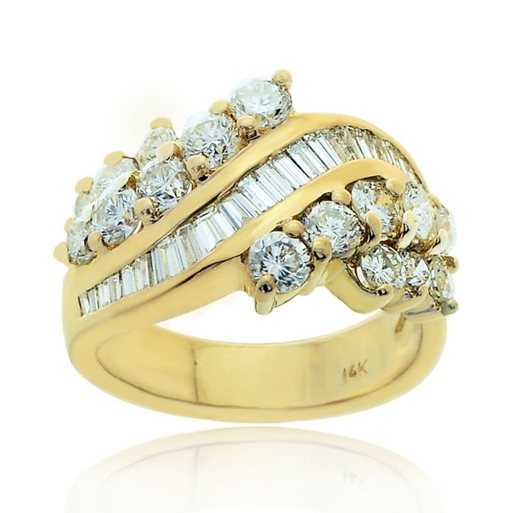 2.25 Ct. Tw. Baguette and Round Cut Diamond 14K Yellow Gold Ring - Picture 1 of 4